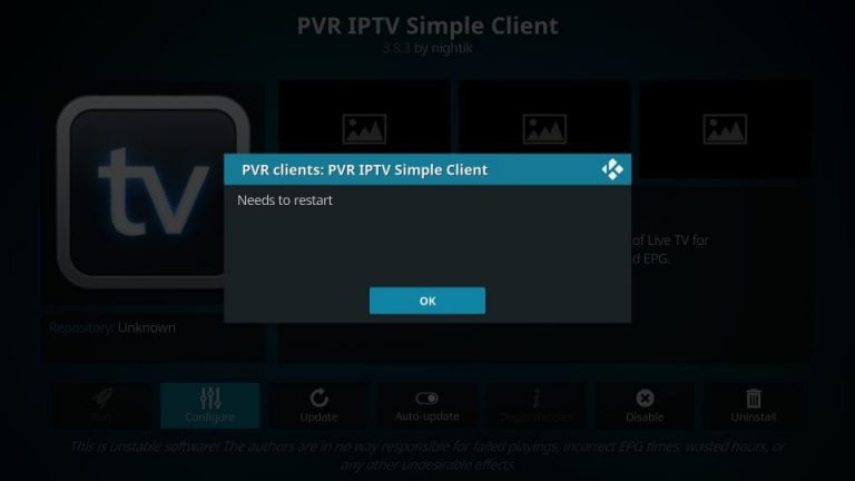 6IPTV Kodi Restart